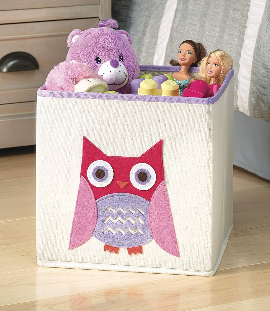 Amazon.com: Whitmor Kids Pink Owl Canvas Collapsible Cube